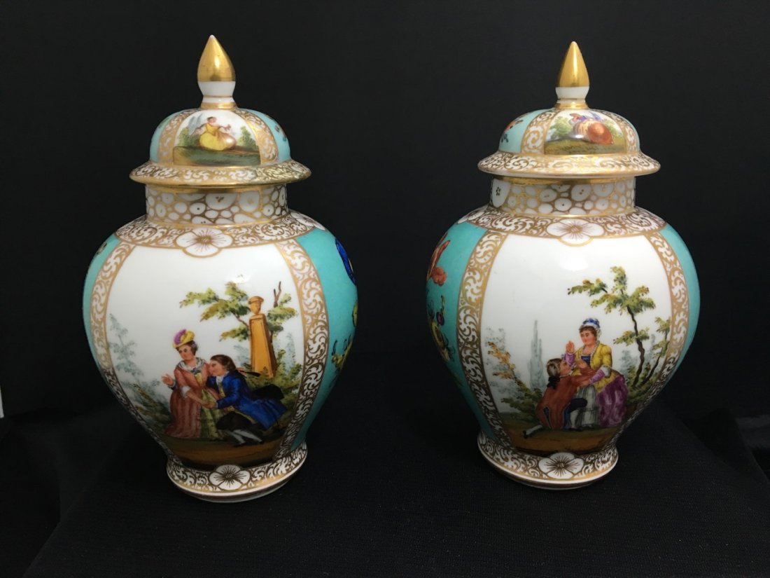 Two Dresden Covered Vases (1 of 3)