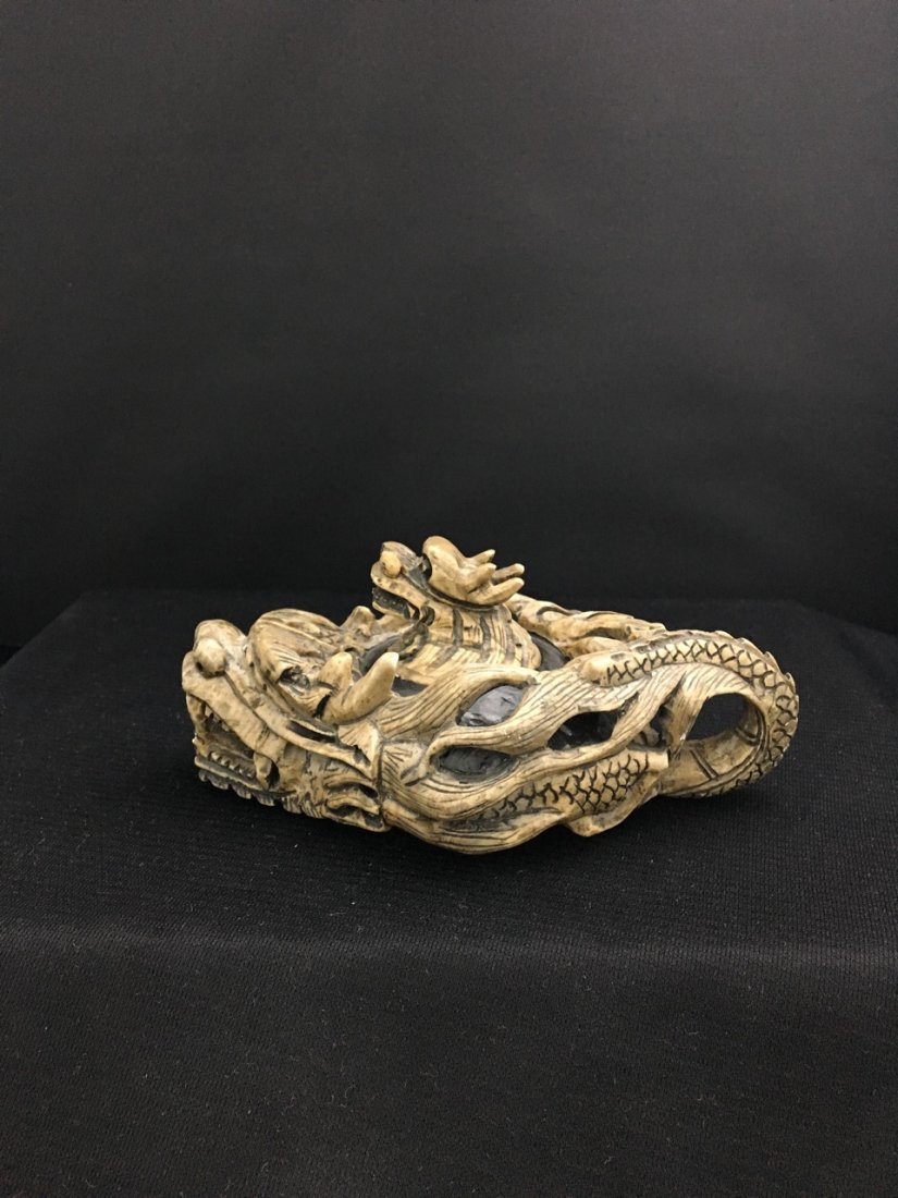 Chinese Soapstone Inkwell in Shape of a Dragon (1 of 4)