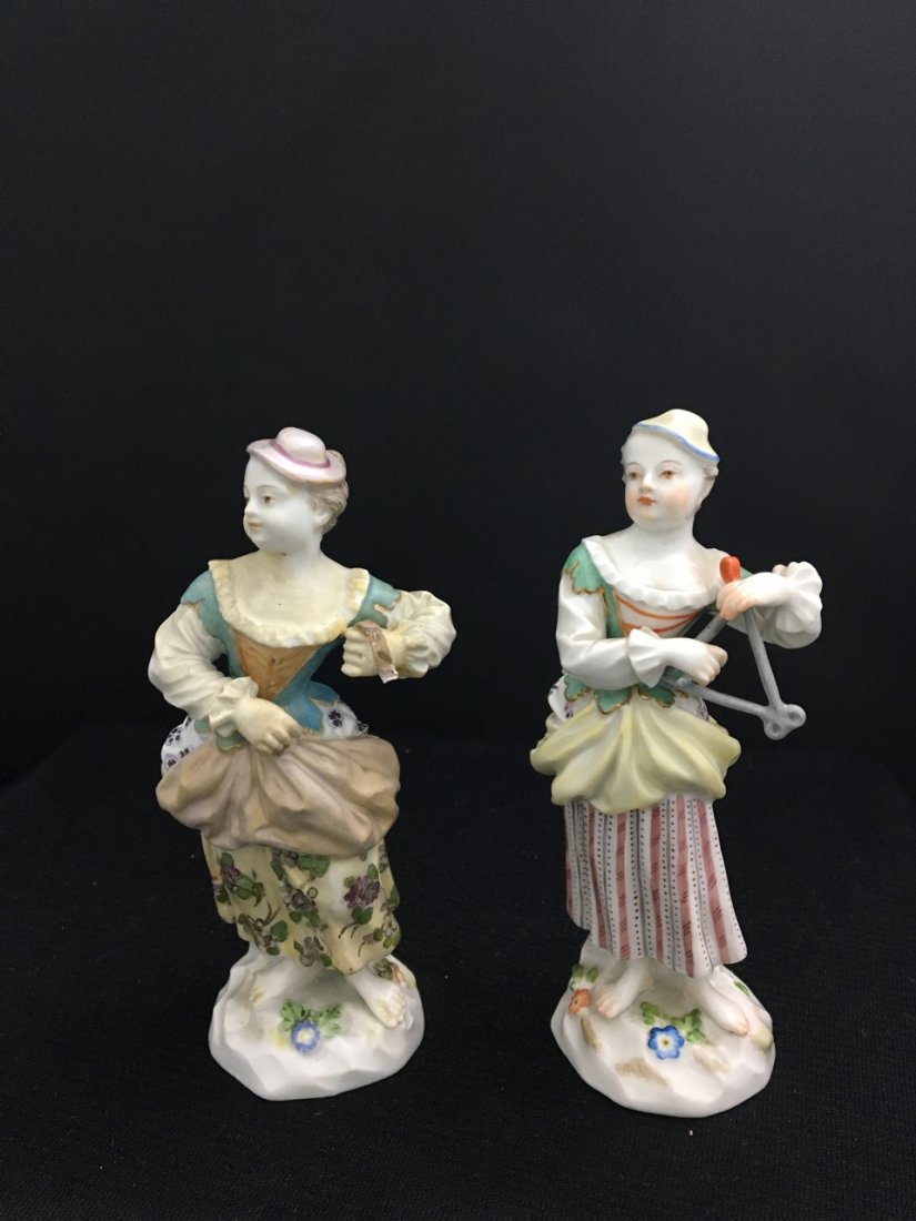 Two Meissen Figures of Girls with Hats (1 of 4)