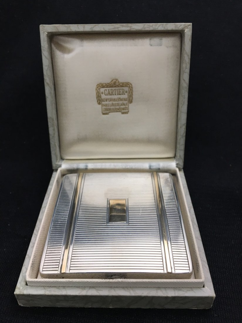 Cartier Art Deco Silver and Gold Powder Box (1 of 6)