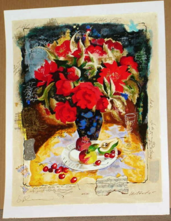 Alexander Wissotsky, Red Bouquet, Signed Serigraph
