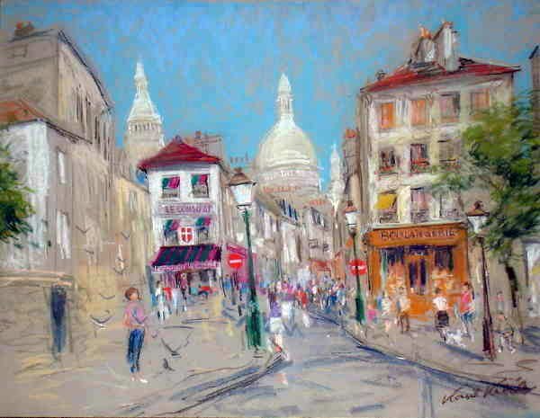 Kamil Kubik, Montmartre, Signed Pastel