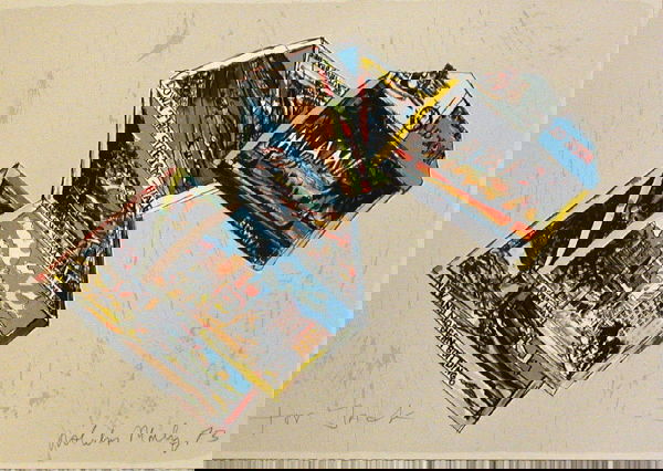 Malcolm Morley, Miami Postcard Stone Litho: From the "Arles/Miami" Portfolio of 5 lithographs published in 1973. These were the first original, hand drawn prints ever created by Morley and, as such, are important for any serious collection. 24"