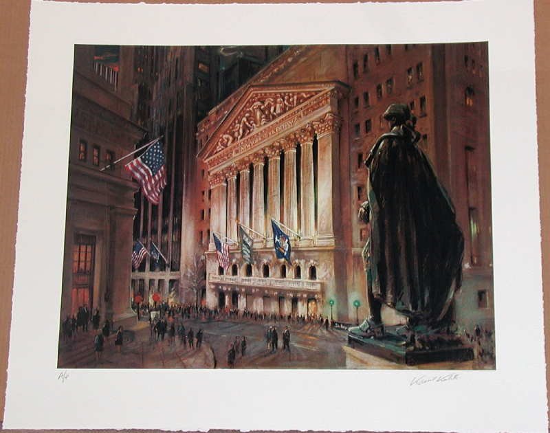 Kamil Kubik, Wall Street at Night, Signed Serigraph