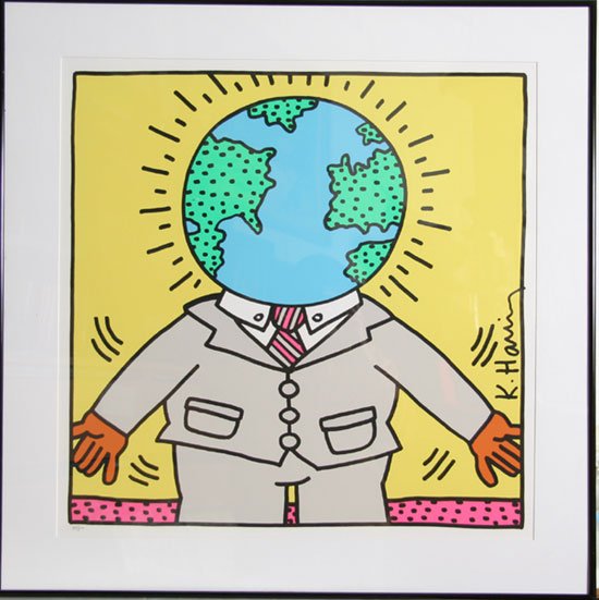 Keith Haring, Global Man, Signed Serigraph