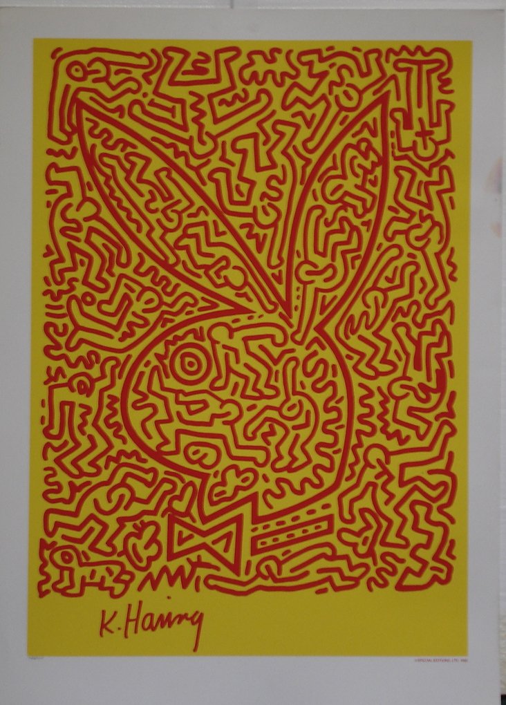 Keith Haring, Red & Yellow Bunny, Serigraph