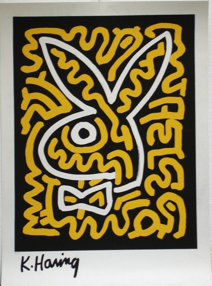 Keith Haring, Black & Yellow Bunny, Serigraph