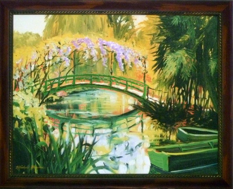 Michele Byrne, Monets Japanese Bridge, Framed Canvas Pr