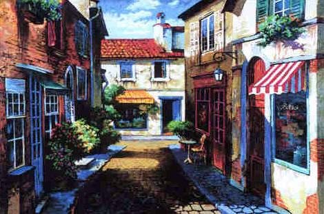 Anatoly Metlan, Village in Provence, Signed Canvas SS