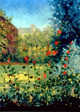 Anne Boysen, Holyhocks, Signed Canvas Print
