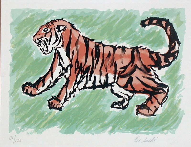 Rei Saeki, Tiger, Signed Lithograph