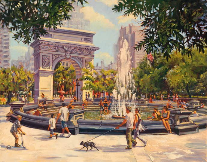 Michele Byrne, Washington Sq, Signed Canvas Print