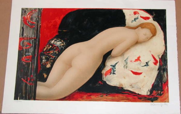 Alain Bonnefoit, Asleep, Signed Litho