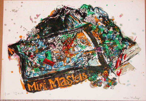 Malcolm Morley, Arles, Signed Lithograph: From the Arles/Miami Portfolio of 5 lithographs published in 1973. These were the first original, hand drawn prints ever created by Morley and, as such, are important for any serious collection. 24x34