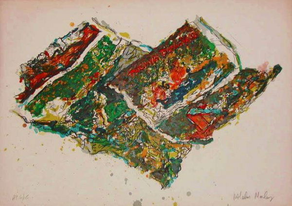 Malcolm Morley, Parrot Jungle, Signed Lithograph: From the "Arles/Miami" Portfolio of 5 lithographs published in 1973. These were the first original, hand drawn prints ever created by Morley and, as such, are important for any serious collection. 24"