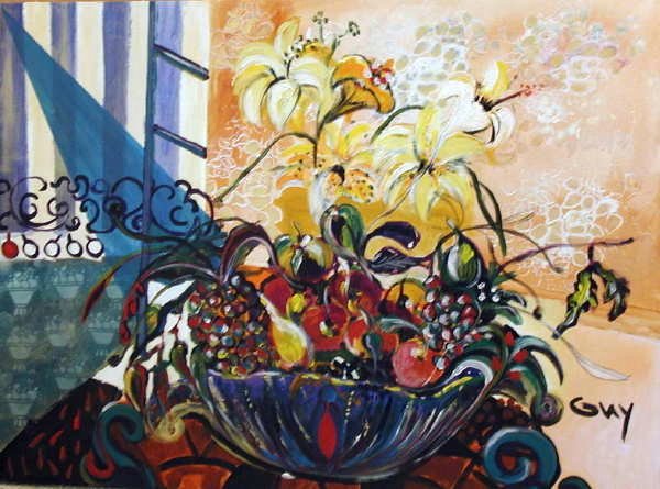 Bracha Guy, The Fruit Bowl, Signed Oil on Canvas