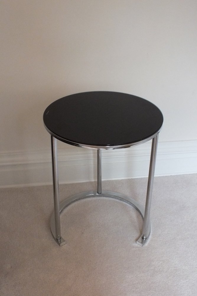 Roche Bobois Circular Glass and Chrome Side Table (1 of 2)