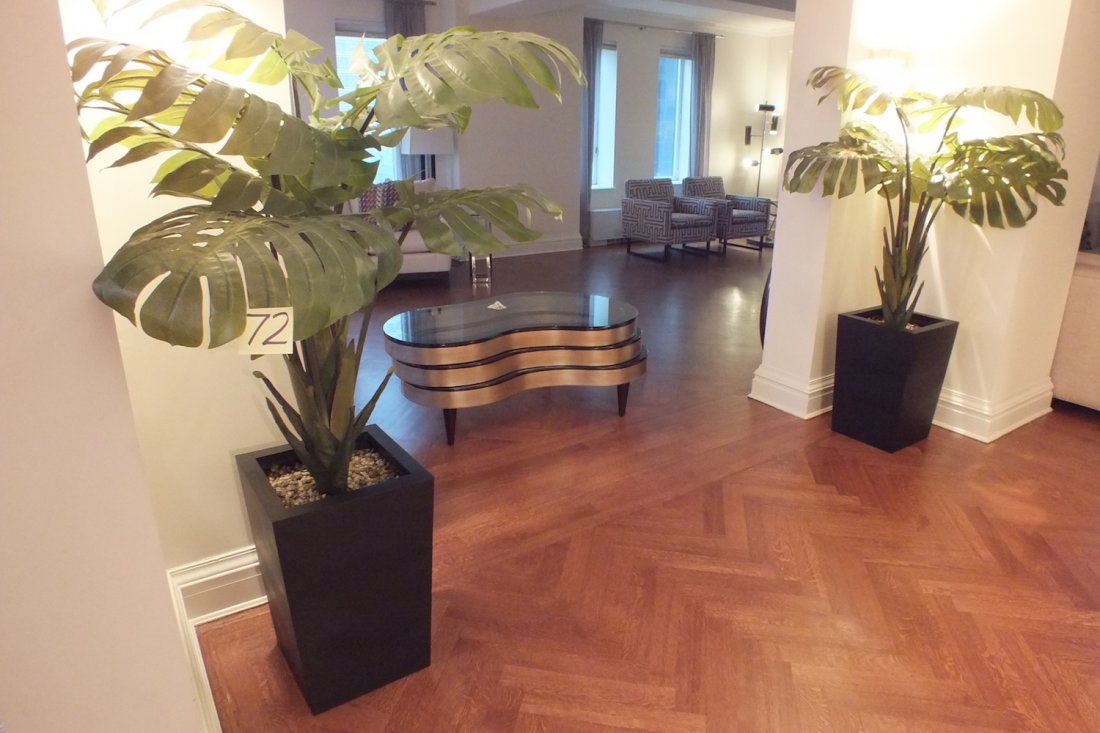 Pair Tropical Plants in Aluminum Planters (1 of 2)