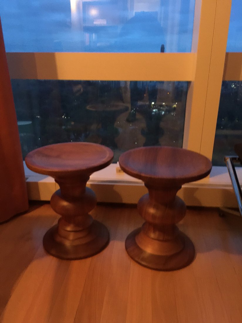 Pair of Eames Walnut Stools (1 of 4)
