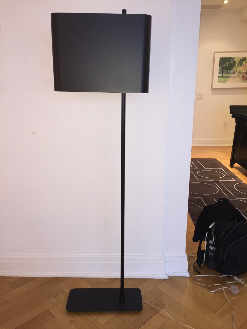 Black metal standing floor lamp (1 of 2)