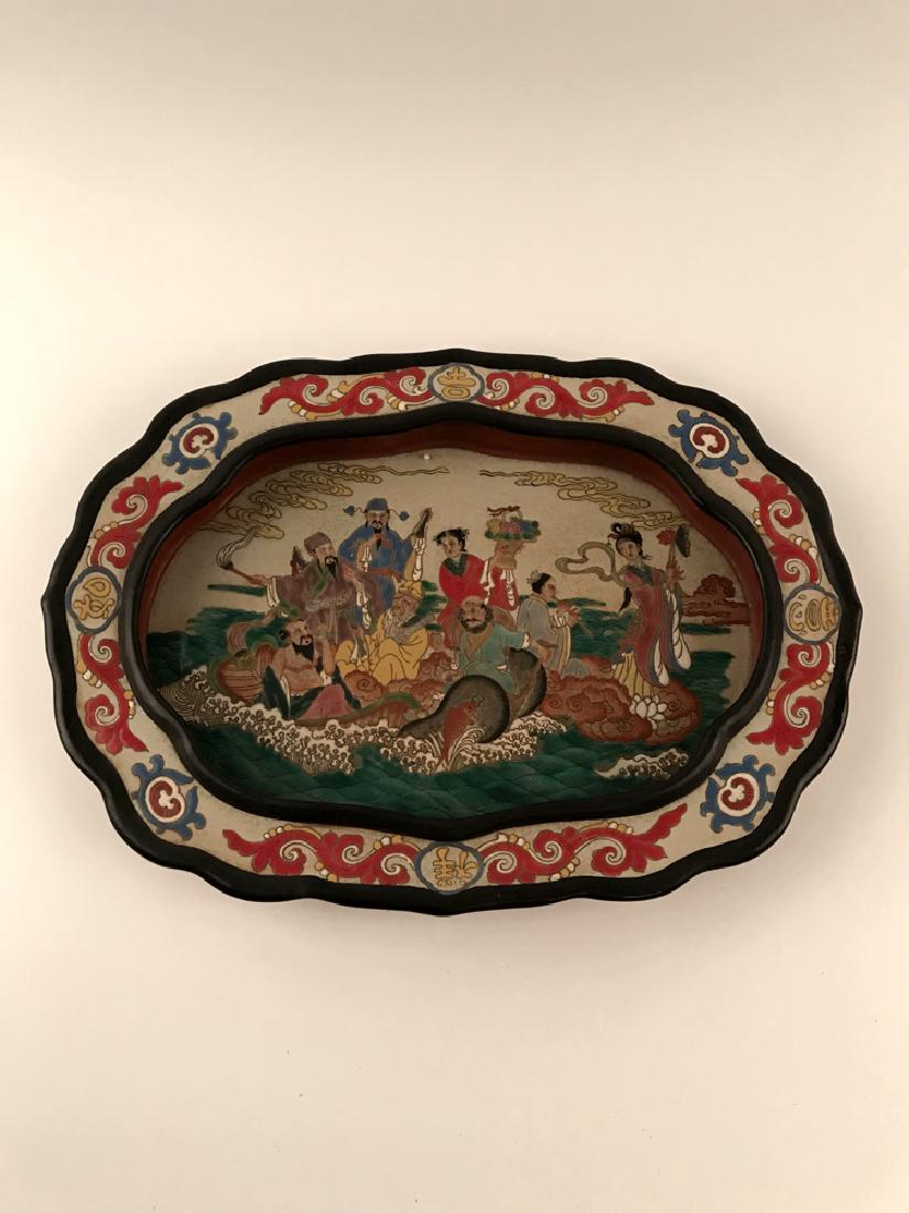 Chinese Wucai Plate with Eight Immortals Design (1 of 8)