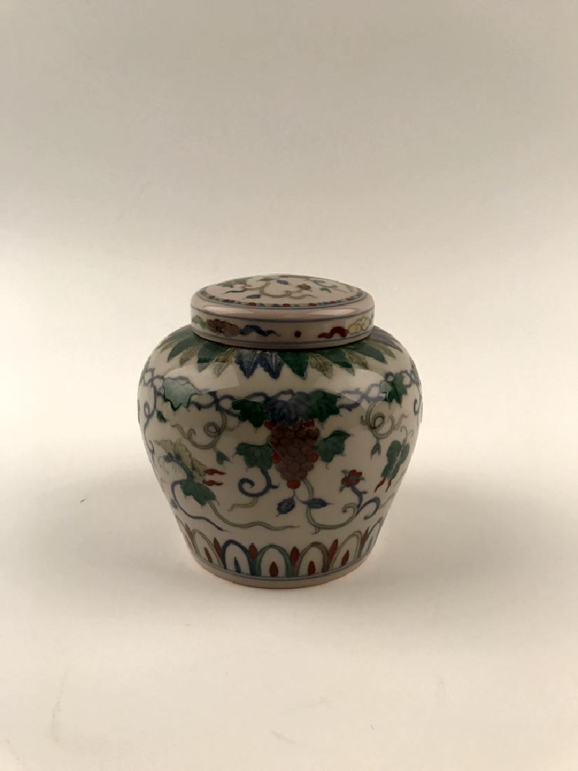 Chinese Ming Doucai Jar with Grape Design (1 of 8)