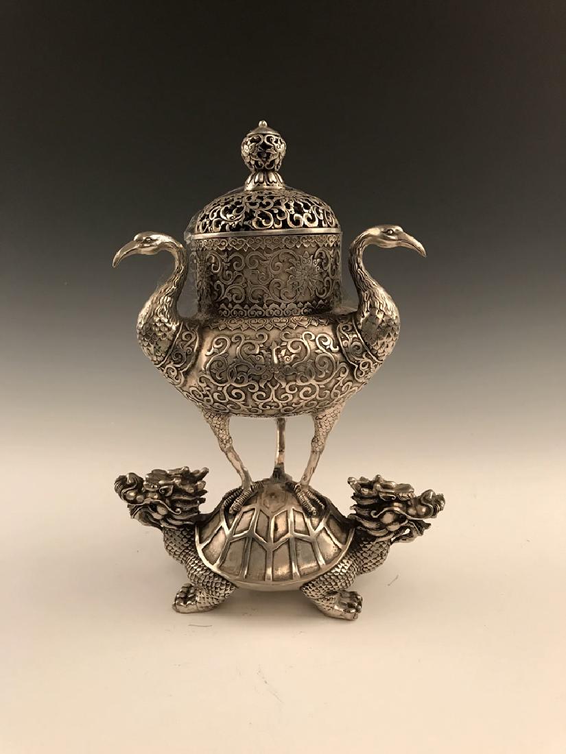 Chinese Silver Bird Censer (1 of 7)