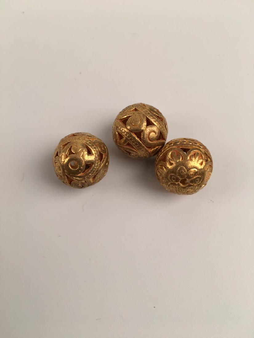 Three Pieces Chines Gilt Bronze Beads (1 of 3)
