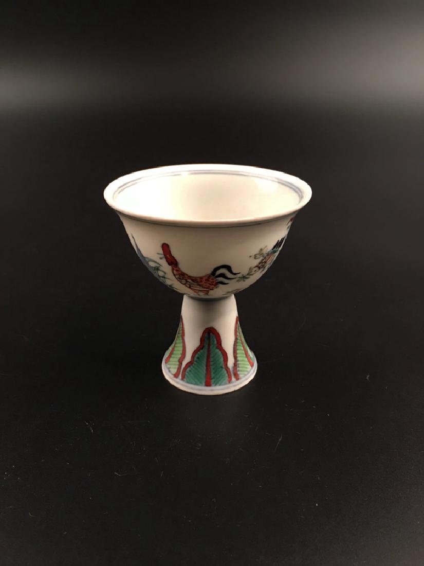 Chinese Doucai Porcelain Chickens Tea Cup (1 of 8)
