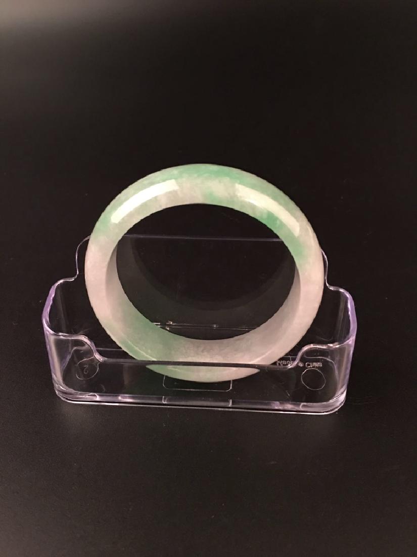 Chinese Green and White  Jadeite Bangle (1 of 6)