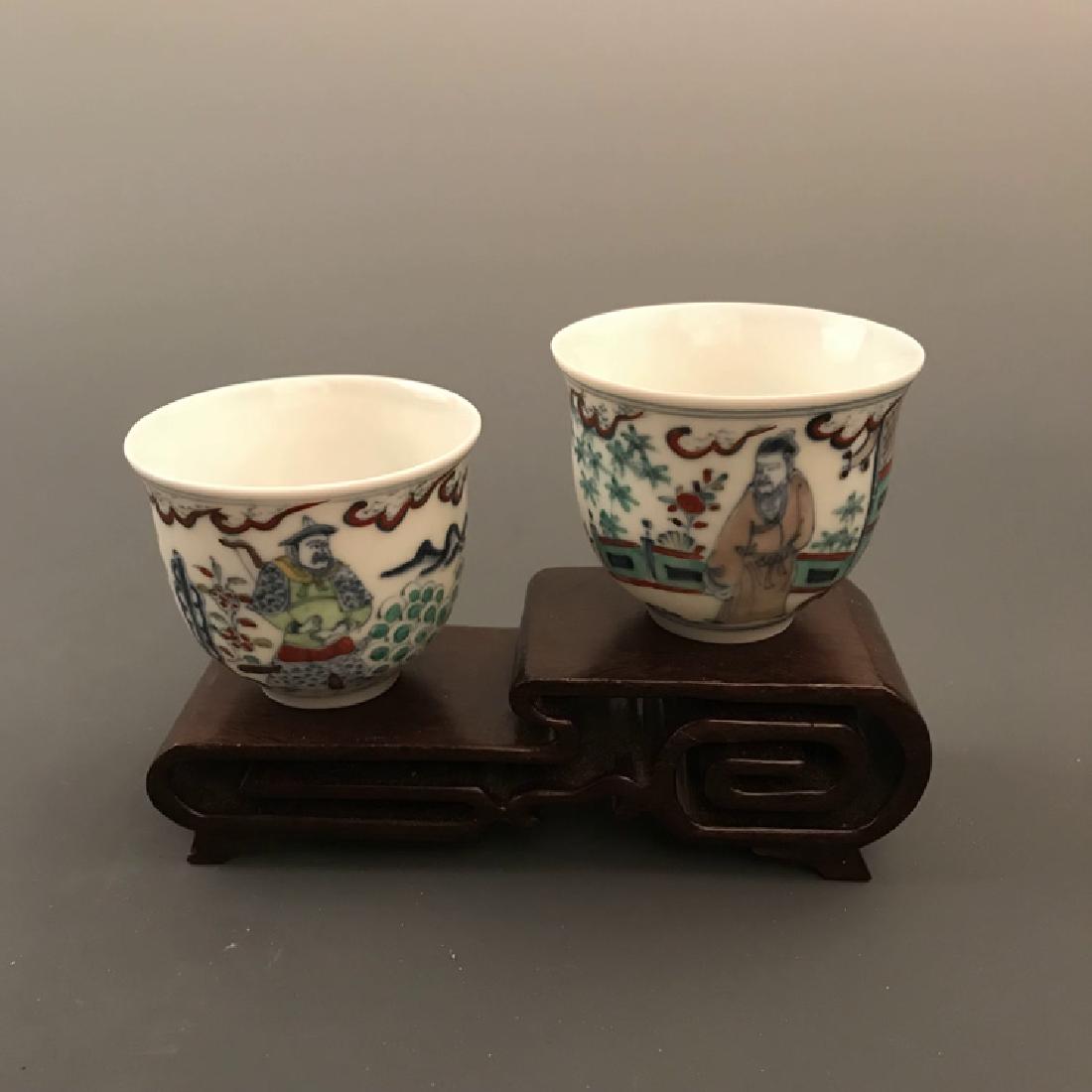 A Pair Chinese Doucai Wine Cup: A Pair Chinese Doucai Wine Cup 2" H X 2-3/8" W, 0.1 Oz Shipping: We are able to pack and ship this item to an address in the United States for $25.00 via UPS Ground or USPS Priority Mail. Tracking inf