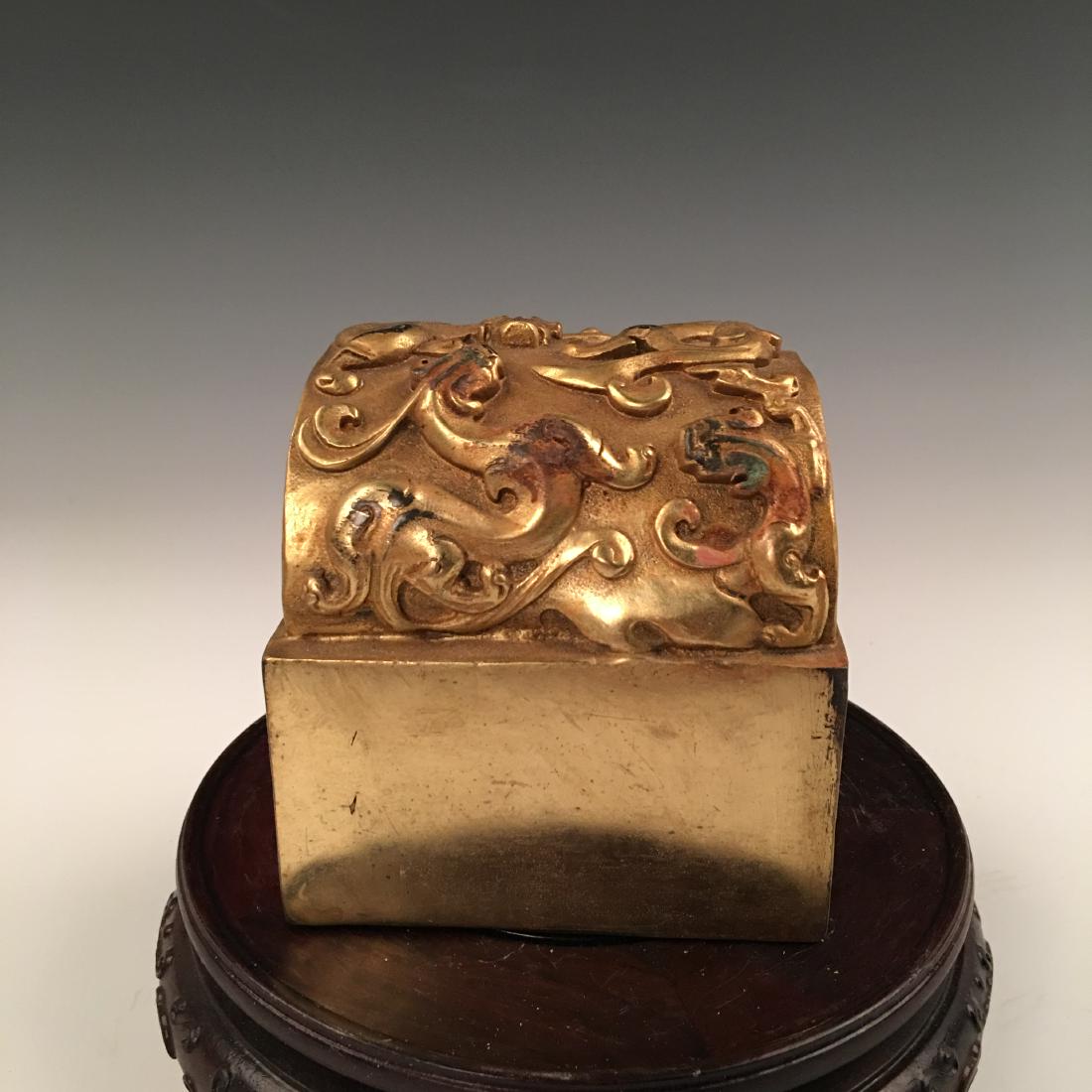 Chinese Gilt Bronze Arch Seal (1 of 9)