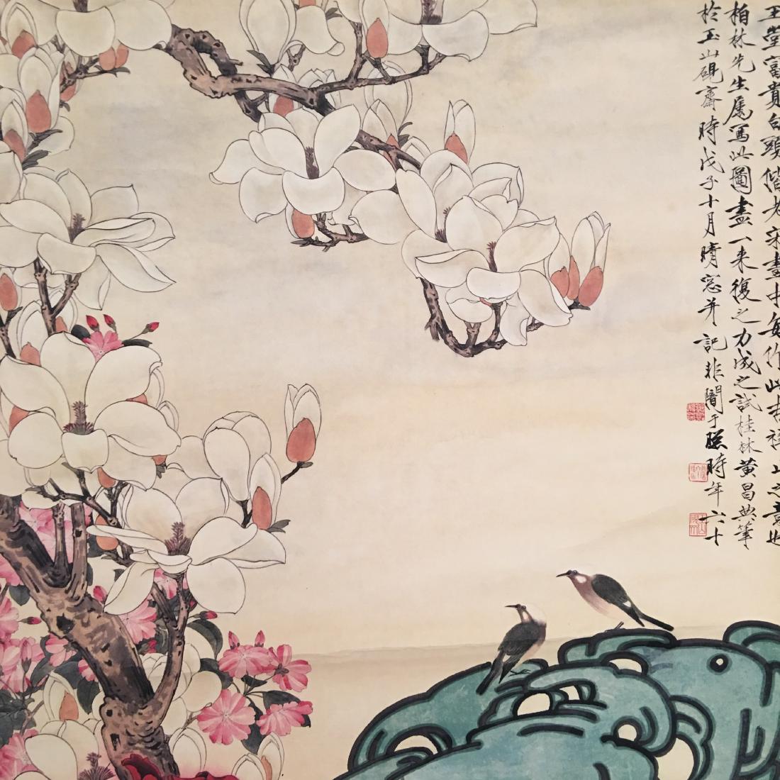 Chinese Hanging Scroll of 'Bird & Flower' Painting, (1 of 6)