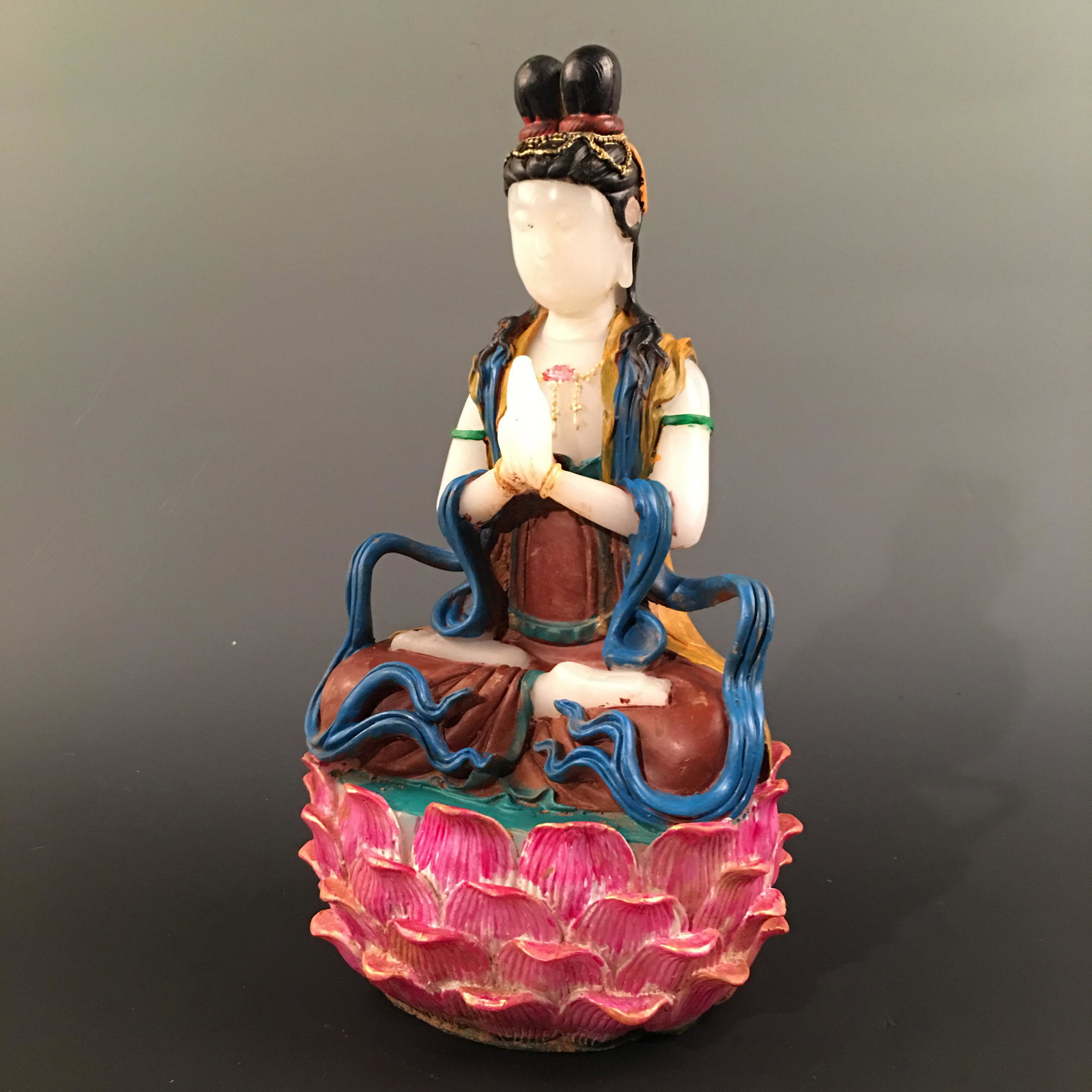 Chinese Painting Guanyin Statue: Chinese Painting Guanyin Statue 13-1/2'' H, 7-1/4'' W; 15.2 lb Shipping: We are able to pack and ship this item to an address in the United States for $55.00 via UPS Ground or USPS Priority Mail. Trac