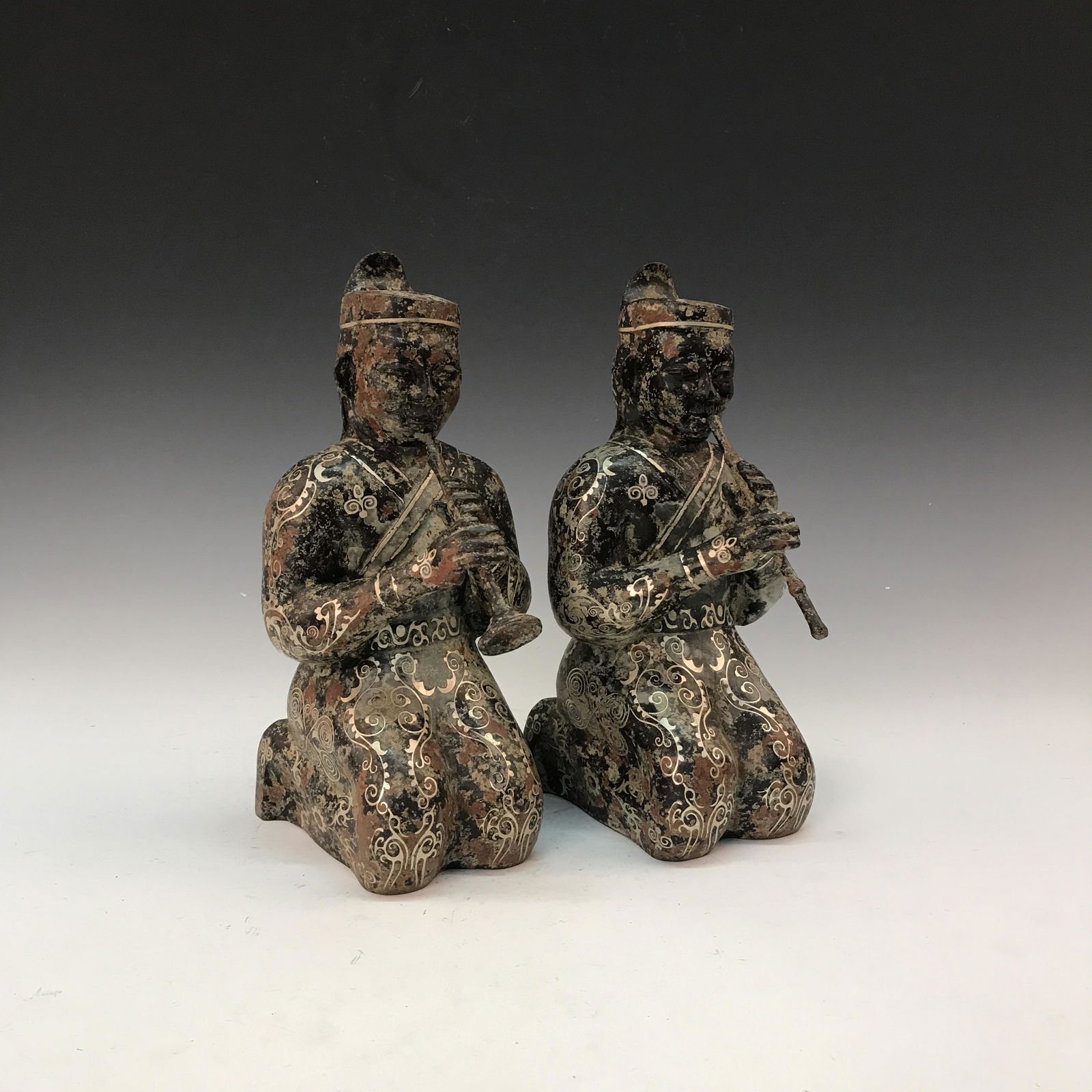 A Pair of Chinese Bronze Gold Plating 'Musician' (1 of 9)