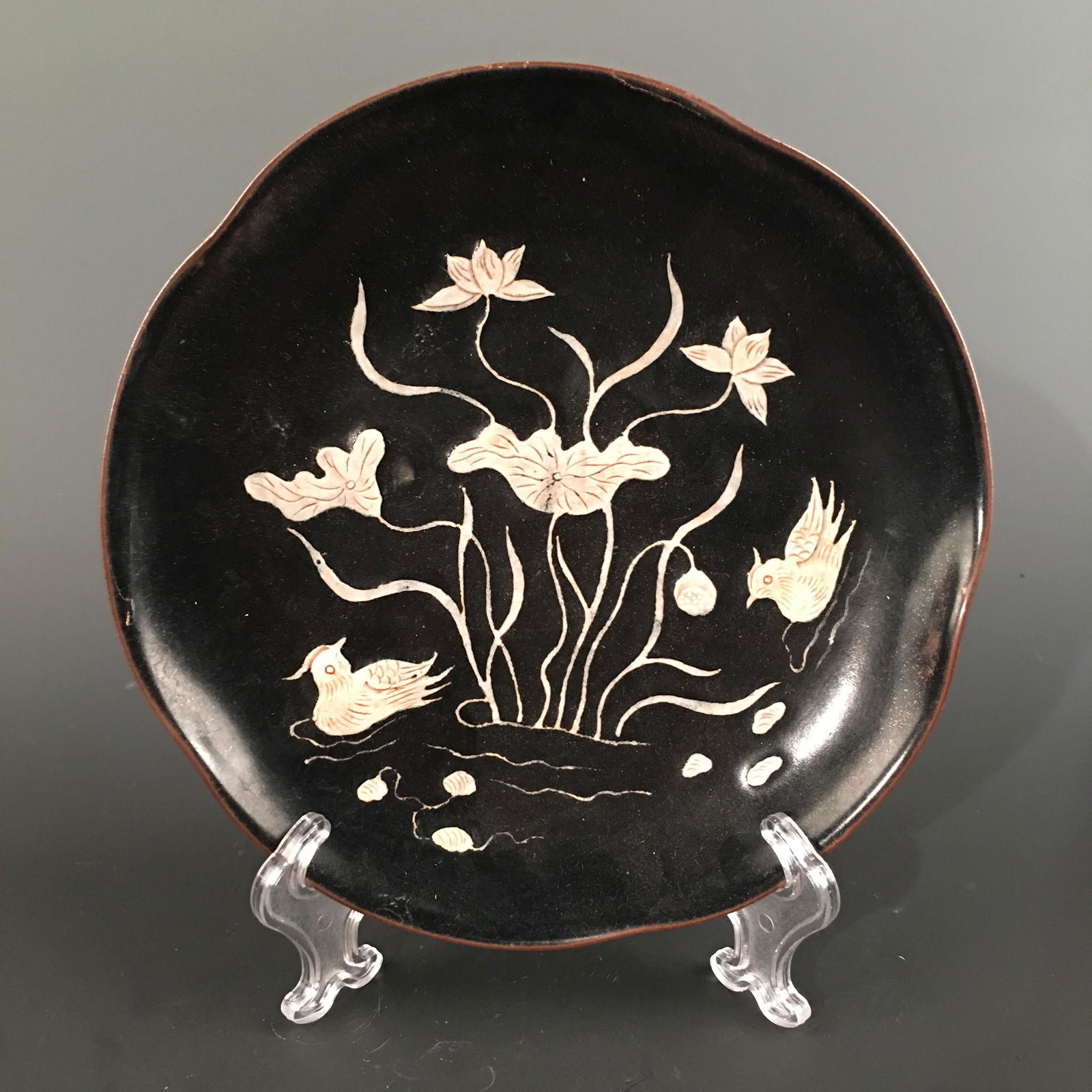Chinese Ding Ware Engraved  Design 'Duck & Lotus Leaf' (1 of 6)