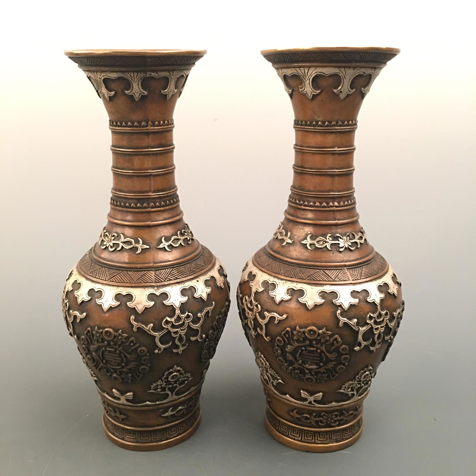 Chinese Bronze Vase Pair, Xuande Mark (1 of 8)