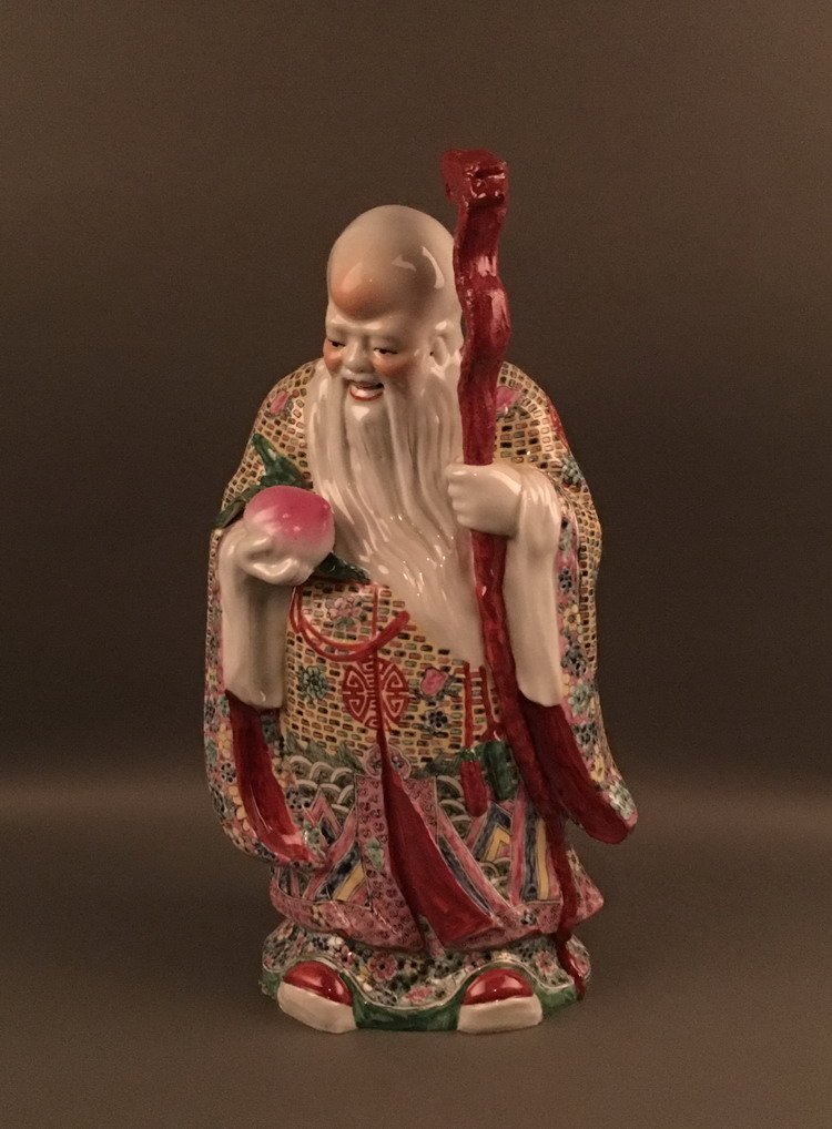 Chinese Fine Famille Rose Statue of Immortals (1 of 6)