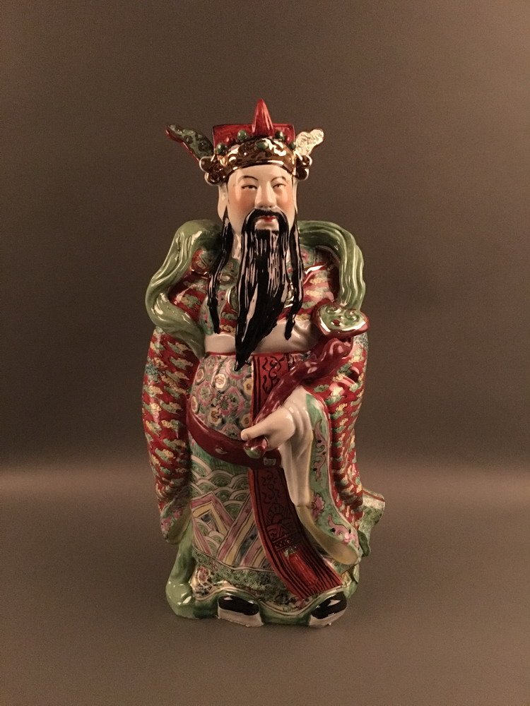 Chinese Fine Famille Rose Statue of Immortals (1 of 5)