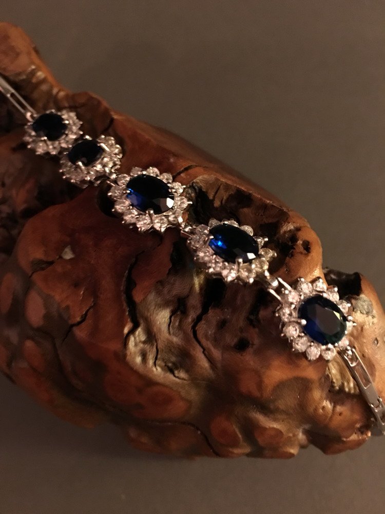 Very Fancy Silver Bracelet with Tanzanites (1 of 6)