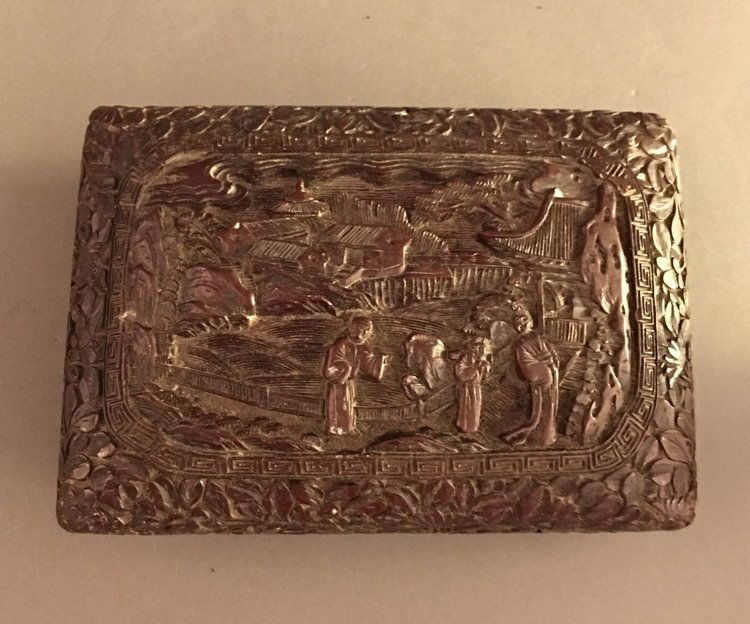 Chinese Carved Cinnabar Lacquer Box (1 of 4)