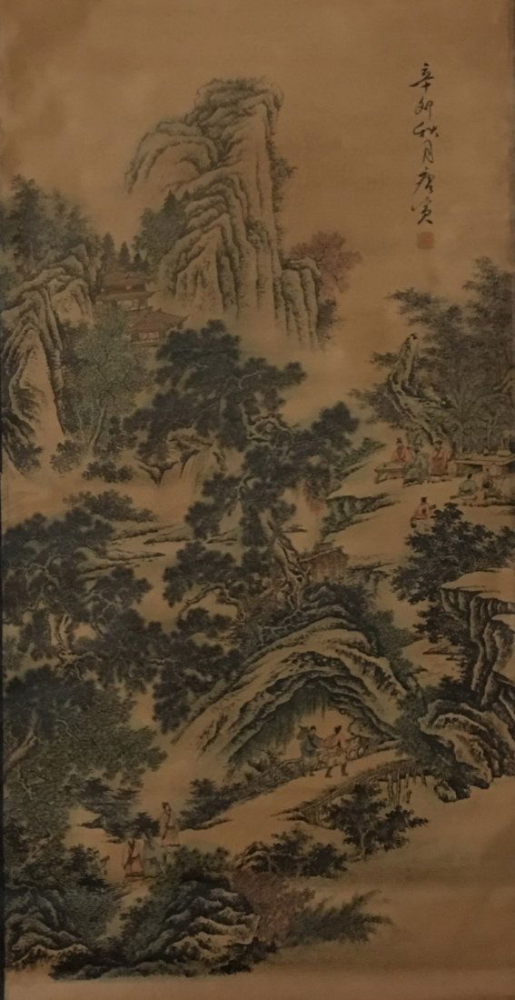 Chinese Watercolor Painting Scroll By Tang, Yin (1 of 8)