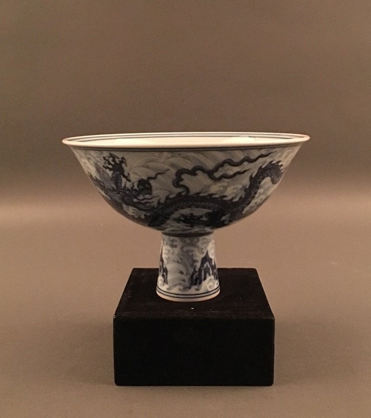 Fine Blue and White High Foot Dragon Bowl (1 of 5)