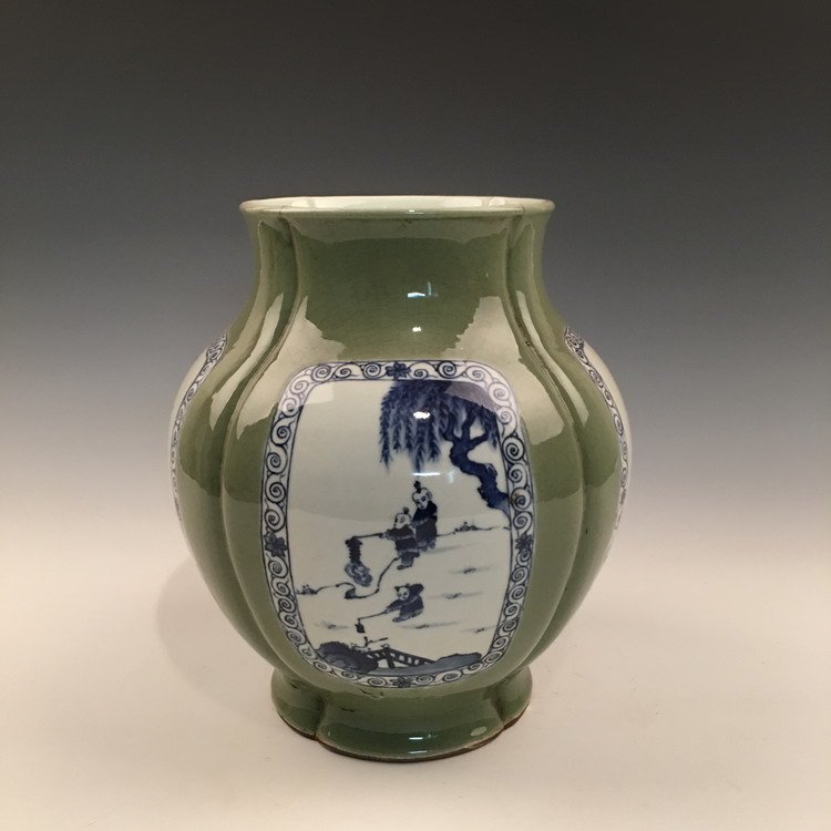Chinese Blue and Green Vase with Children (1 of 10)