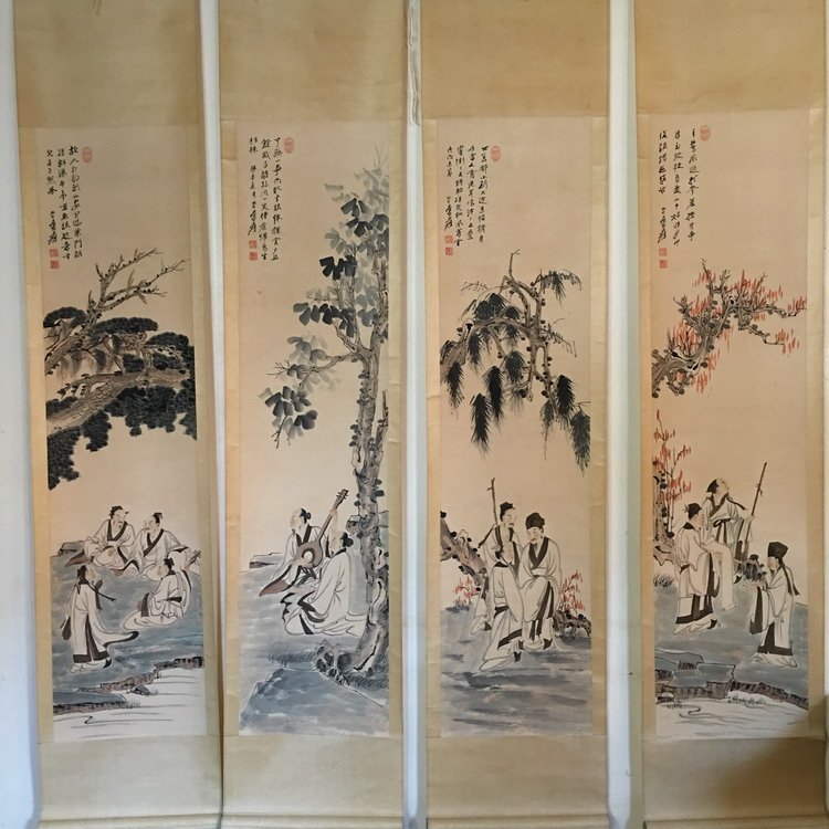 4 Pieces Chinese Watercolor Painting By Baishi Daqian (1 of 10)