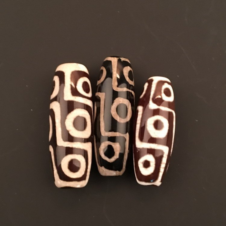 Three Piece TibetanDZI Beads (1 of 3)