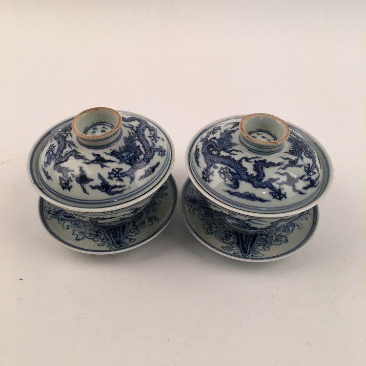 Pair Chinese Blue and White Teacups (1 of 5)