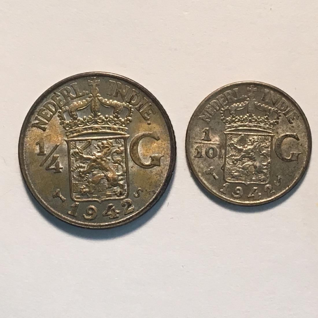 1942 -S NETHERLANDS EAST INDIE 2PC LOT AU-BU 1/10 (1 of 2)