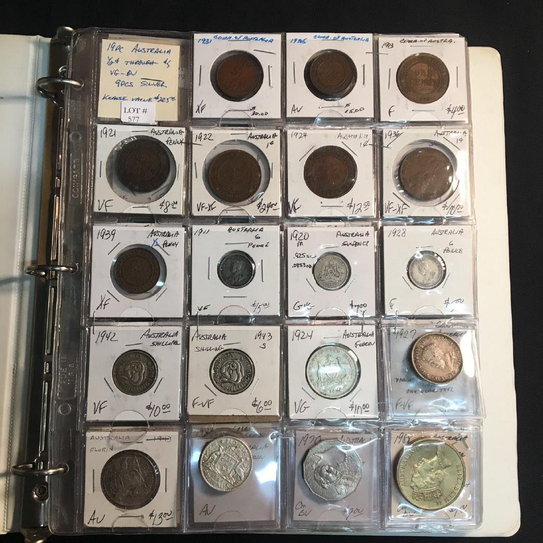 1913 -1970 AUSTRALIA 19PCS 1C -$5 BINDER LOT 1931 XF, (1 of 2)