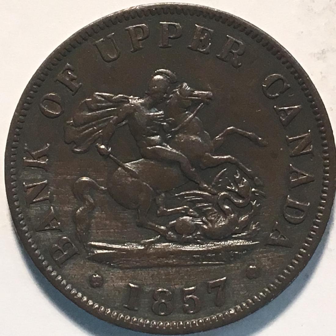 1857 BANK OF UPPER CANADA 1/2 PENNY AU SHARP AND (1 of 2)